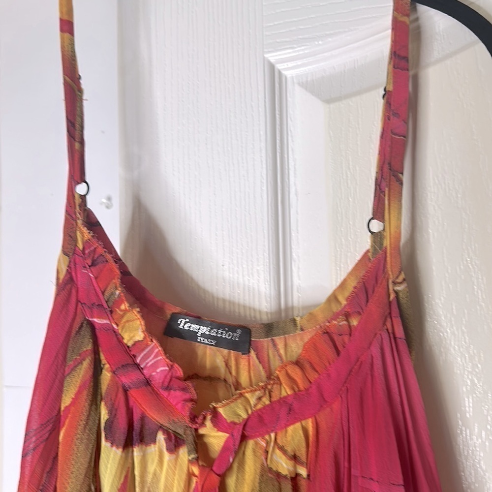 Multi-Color Printed Pleated Free-Flowing Dress - Picture 5 of 15